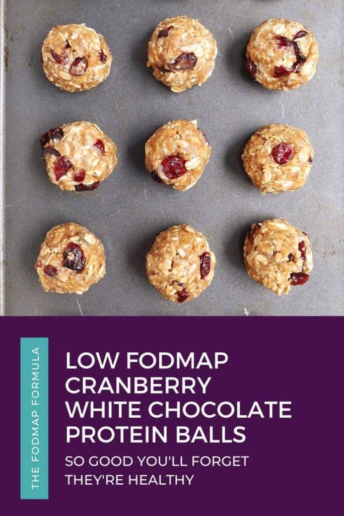 Low FODMAP Cranberry White Chocolate Protein Balls - The FODMAP Formula